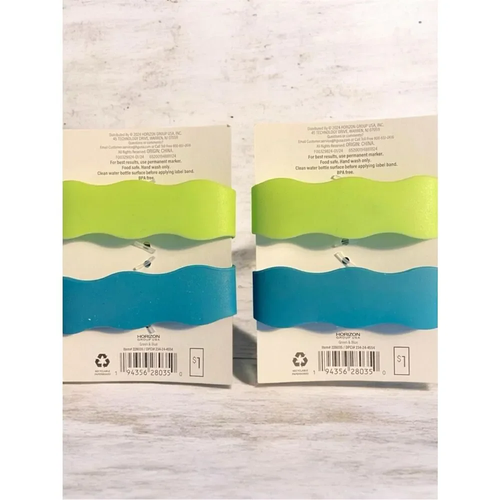 Silicone Label Bands - Lime Green & Teal Blue (2-Pack)